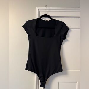 Black Square Neck Bodysuit